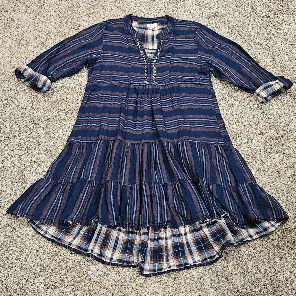 World Market Stripes & Plaid Boho Dress - S/M